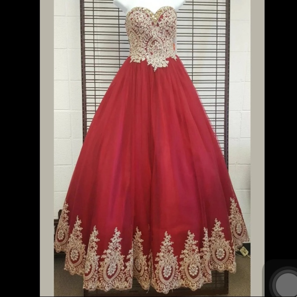 Dark red prom dress Quinceanera